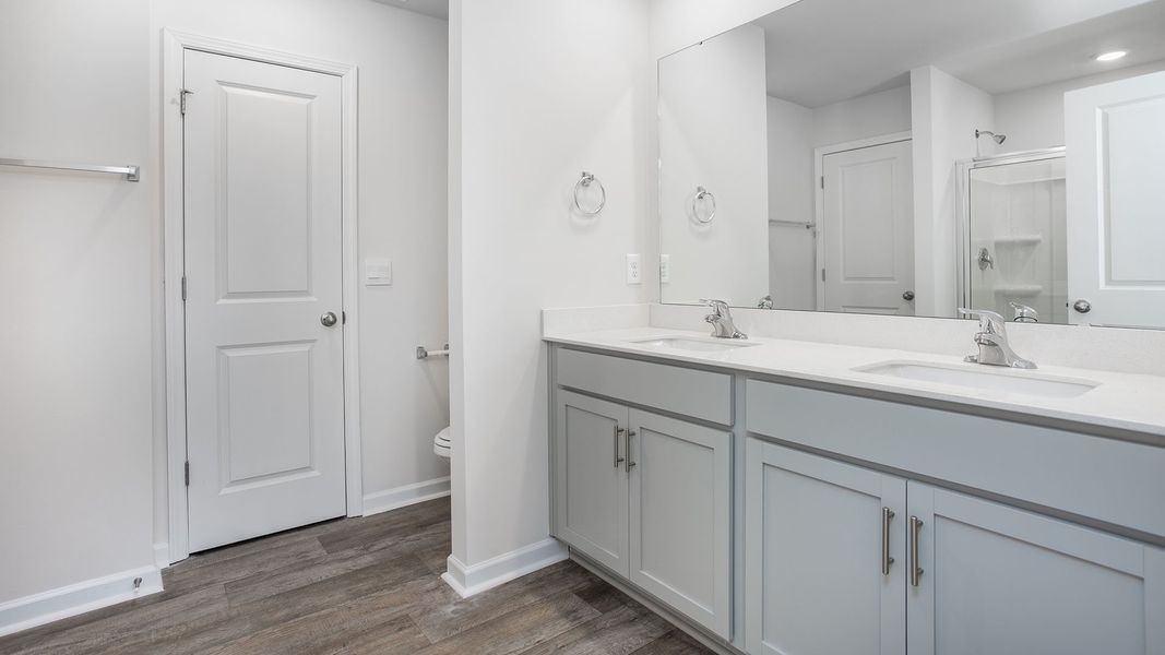 Furnished interior view inside a new home in The Gables at Edinborough Townes, Gibsonville (Image 8).