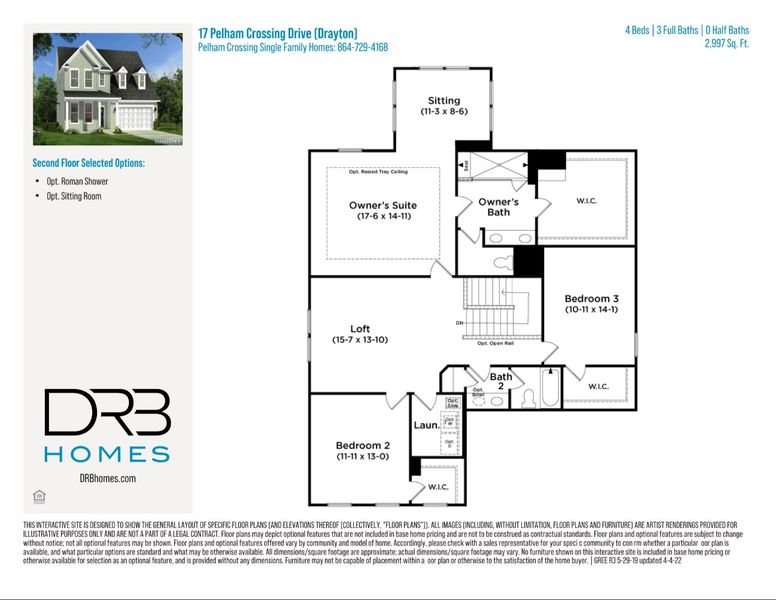 2D floor plan layout of this home in Pelham Crossing Single Family Homes, Greenville, SC (Image 4).