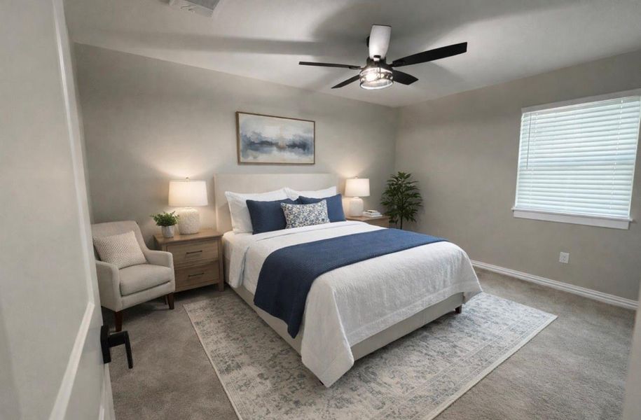 Virtually staged upstairs secondary bedroom