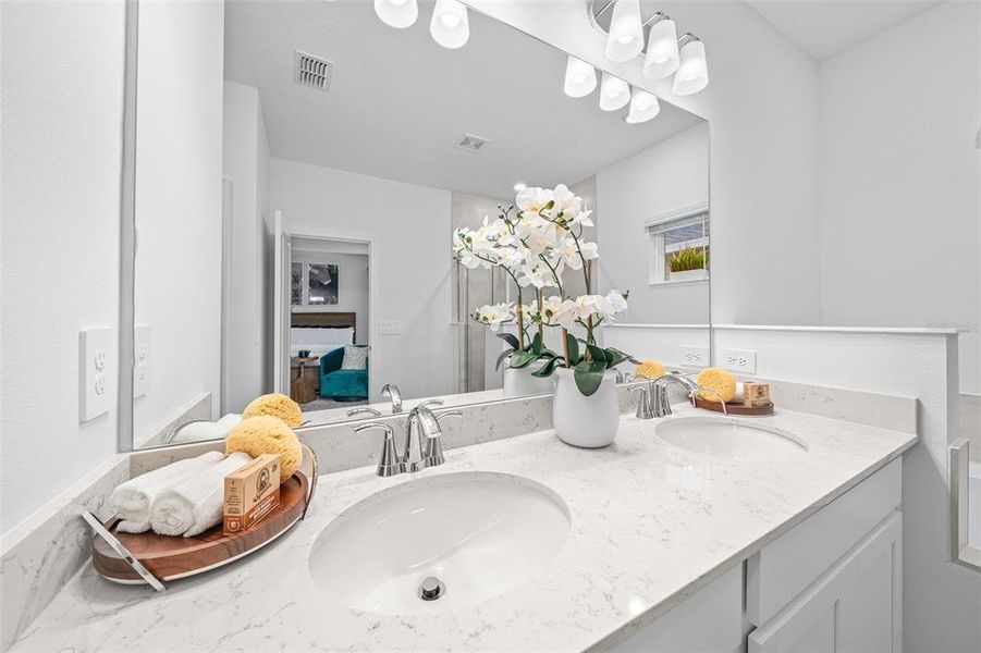 Furnished interior view inside a new home in Pioneer Ranch: Pioneer Ranch 60's, Ocala (Image 28).