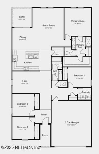 2D floor plan layout of this home in Coopers Meadow, Jacksonville, FL (Image 3).