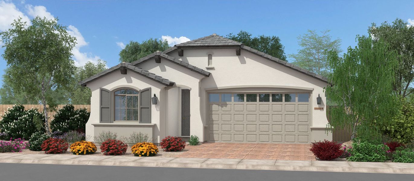 Representative exterior photo of a completed home built from the Amorosa by Fulton Homes in Calistoga at Enclave, Litchfield Park, AZ (Image 5).