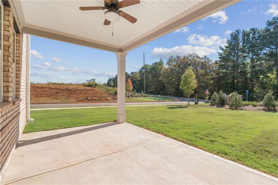 Exterior details and patio area of a home in The Brooke at Rivertown, South Fulton (Image 3).