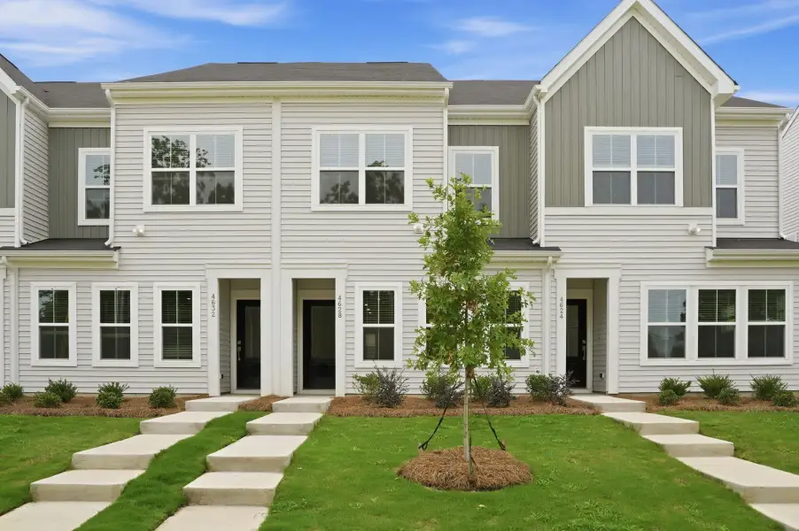 Front exterior of a new home in Lakeview Village, Charlotte, NC, highlighting curb appeal (Image 1). Front exterior of a new home in Lakeview Village, Charlotte, NC, highlighting curb appeal (Image 1).
