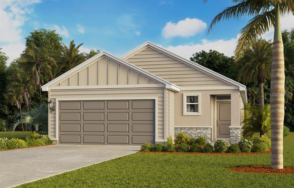 Front exterior of a new home in Hamilton Bluff, Haines City, FL, highlighting curb appeal (Image 1). Front exterior of a new home in Hamilton Bluff, Haines City, FL, highlighting curb appeal (Image 1).