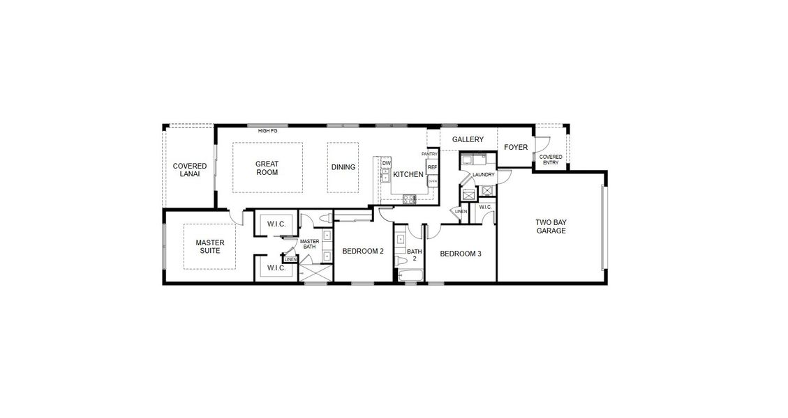 2D floor plan layout for the Mirador by GHO Homes in The Falls at Grand Harbor, Vero Beach, FL (Image 20).