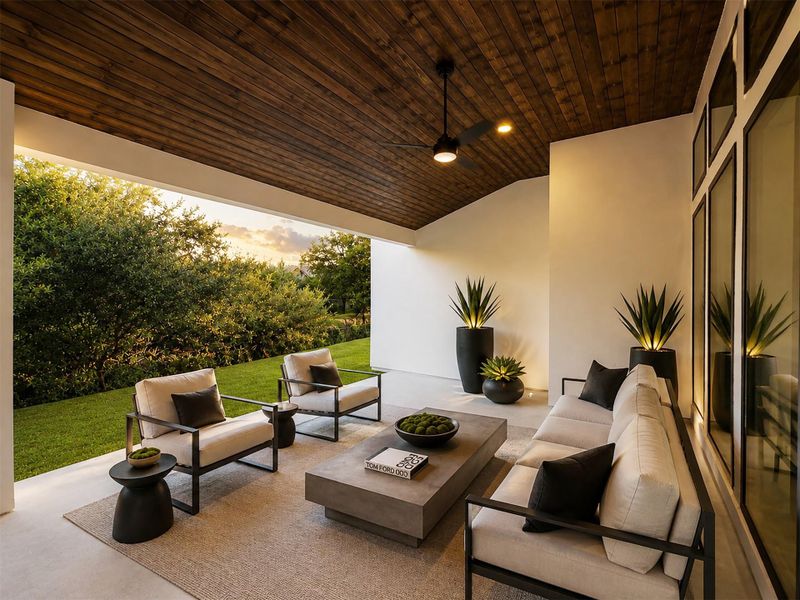 Virtual staging of back covered patio Virtual staging of back covered patio