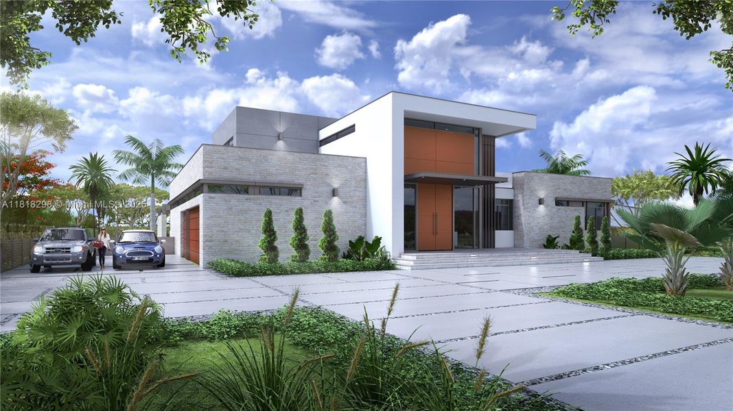 Front exterior of a new home in , Pinecrest, FL, highlighting curb appeal (Image 1).