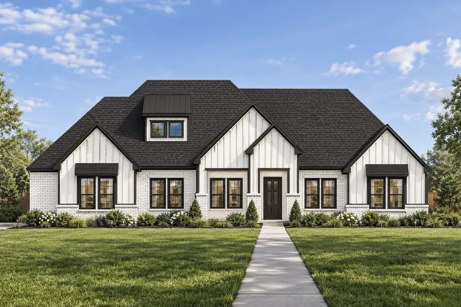Front exterior of a new home in The Arbors Midlothian, Midlothian, TX, highlighting curb appeal (Image 1). Front exterior of a new home in The Arbors Midlothian, Midlothian, TX, highlighting curb appeal (Image 1).