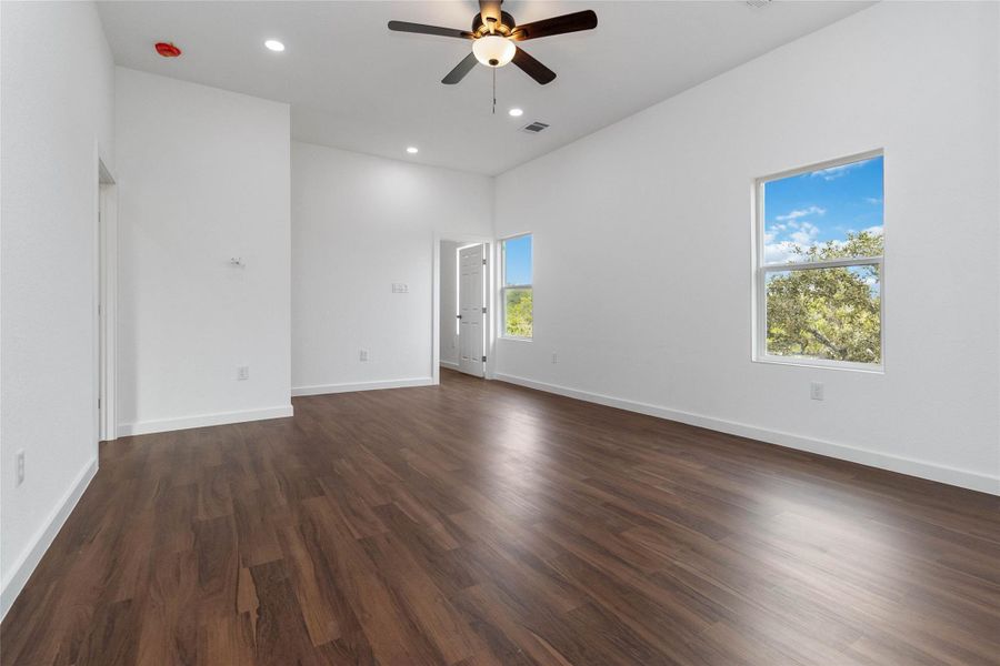 Windows on second level off of living area