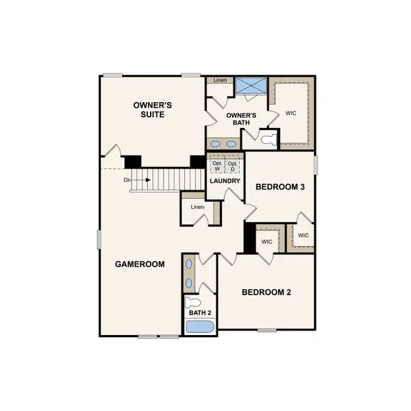 2D floor plan layout for the Woodruff by Century Communities in Canebrake at Hickory Hills, Old Hickory, TN (Image 4).