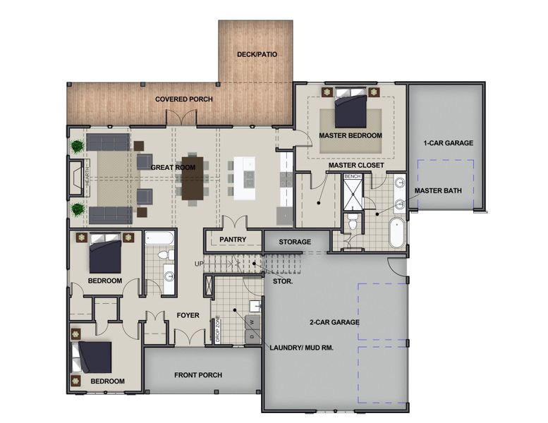 2D floor plan layout for the Autumnbrook by Riverstone Construction, LLC in River Gorge Ranch, River Gorge Ranch, TN (Image 4).