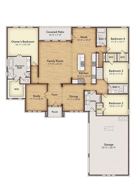 2D floor plan layout of this home in Kentsdale Farms, DeSoto, TX (Image 2). 2D floor plan layout of this home in Kentsdale Farms, DeSoto, TX (Image 2).