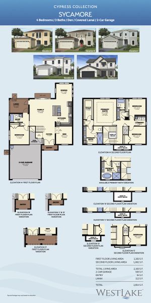 2D floor plan layout for the Sycamore by Minto Communities in Westlake, Loxahatchee, FL (Image 3).