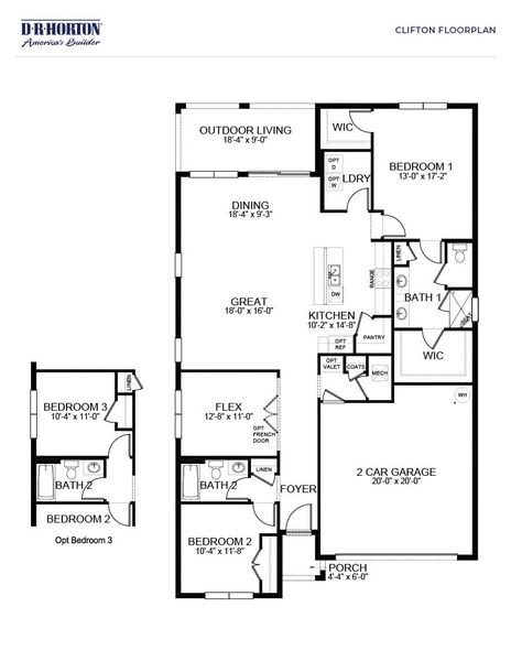2D floor plan layout of this home in Cypress Bay West, Palm Bay, FL (Image 2). 2D floor plan layout of this home in Cypress Bay West, Palm Bay, FL (Image 2).