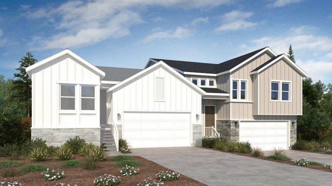 Representative exterior photo of a completed home built from the The Lindsey by BLVD Builders in Hillside at Castle Rock, Castle Rock, CO (Image 1). Representative exterior photo of a completed home built from the The Lindsey by BLVD Builders in Hillside at Castle Rock, Castle Rock, CO (Image 1).