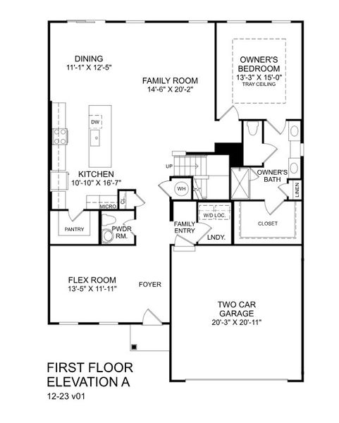 2D floor plan layout for the Greenwood by Ryan Homes in Grande Dunes North Village Estates, Myrtle Beach, SC (Image 3).
