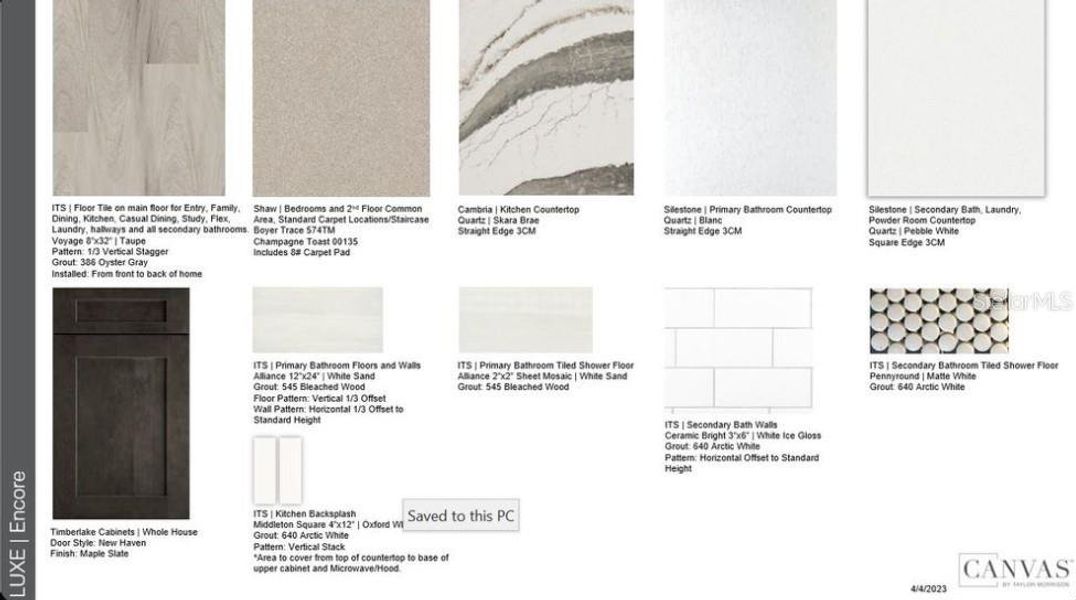 Design Selections ~ Home is under construction, selections are subject to change