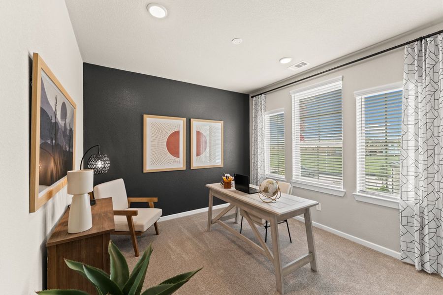 Representative furnished interior of a home built from the Capeside – Courtyard Collection by Chesmar Homes in Jordan Ranch, Pattison (Image 8).