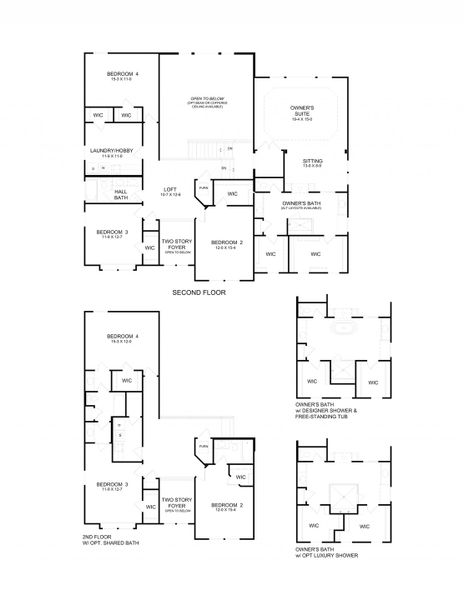 2D floor plan layout for the Paxton by Fischer Homes in Governor’s Preserve, Canton, GA (Image 4).