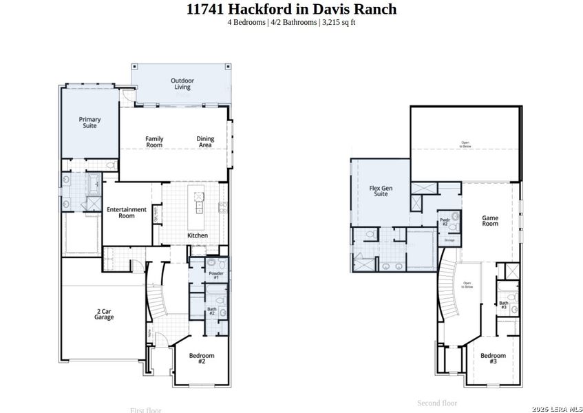 2D floor plan layout of this home in Davis Ranch, San Antonio, TX (Image 2).