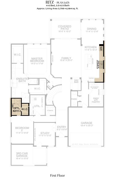 2D floor plan layout for the L675 by Lifestyle Homes in Heritage Series 64s, Frisco, TX (Image 5).