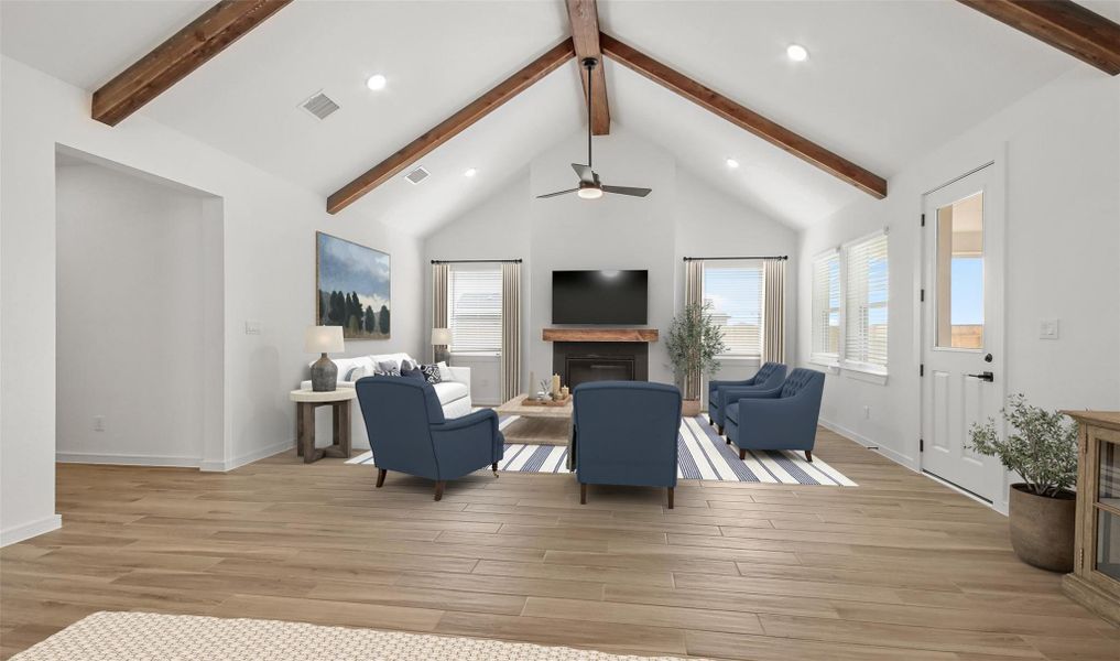 Impressive great room with fireplace (*Photo not of actual home and used for illustration purposes only.) Impressive great room with fireplace (*Photo not of actual home and used for illustration purposes only.)