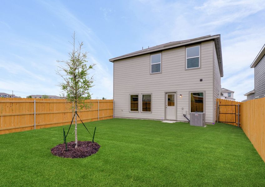 The back yard of the Yaupon is fully fenced-in.
