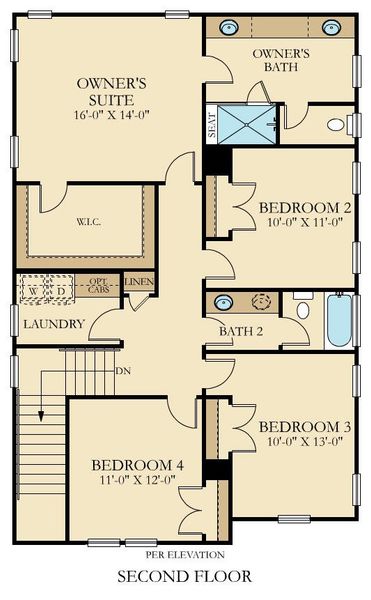 2D floor plan layout of this home in Sweetgrass at Summers Corner, Summerville, SC (Image 2).