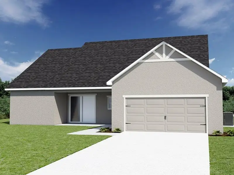 The Petunia includes an attached 2-car garage, located at the rear of the home.