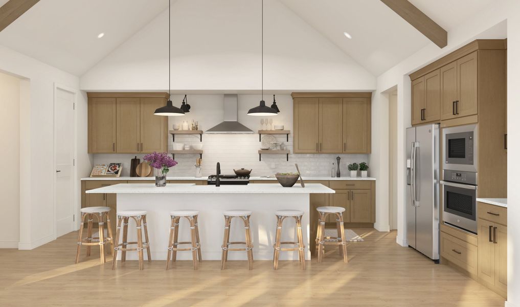 Kitchen with pendant lighting