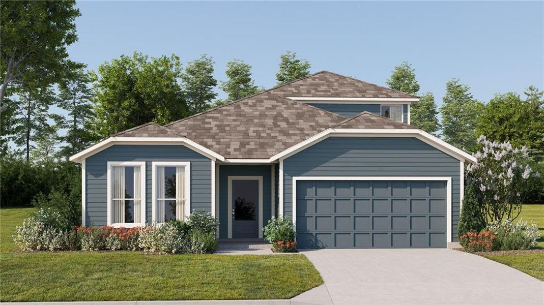 Front exterior of a new home in Sugarloaf Ridge, Minneola, FL, highlighting curb appeal (Image 1). Front exterior of a new home in Sugarloaf Ridge, Minneola, FL, highlighting curb appeal (Image 1).
