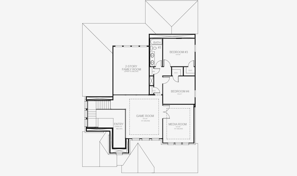 2D floor plan layout for the 3203W by Perry Homes in Hidden Canyon 55', San Antonio, TX (Image 3).