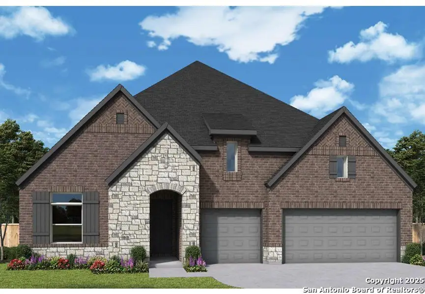 Front exterior of a new home in Briggs Ranch – Signature Legacy Series, San Antonio, TX, highlighting curb appeal (Image 1). Front exterior of a new home in Briggs Ranch – Signature Legacy Series, San Antonio, TX, highlighting curb appeal (Image 1).