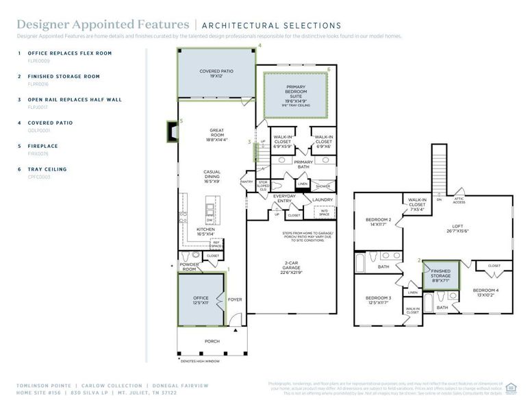 2D floor plan layout of this home in Tomlinson Pointe - Carlow Collection, Mount Juliet, TN (Image 4).
