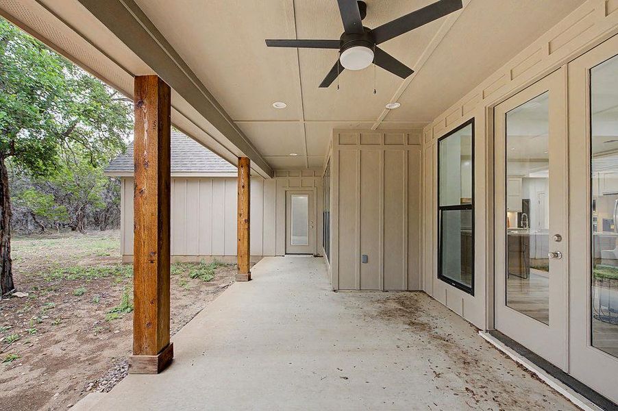 Exterior details and patio area of a home in , Wimberley (Image 26).