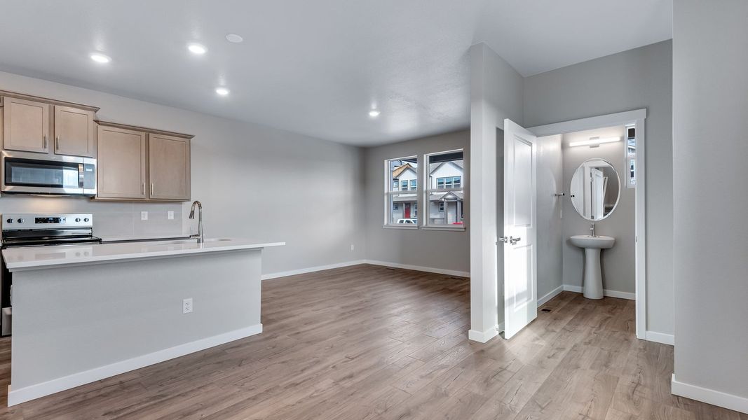 Furnished interior view inside a new home in Horizon Uptown, Aurora (Image 9). Furnished interior view inside a new home in Horizon Uptown, Aurora (Image 9).