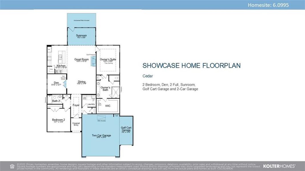 2D floor plan layout of this home in Cresswind Georgia at Twin Lakes, Hoschton, GA (Image 4).