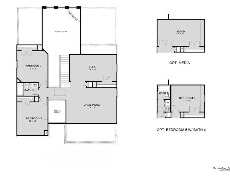 2D floor plan layout for the The Hawthorn by Legend Homes in Rocky Creek Crossing, Crowley, TX (Image 4).