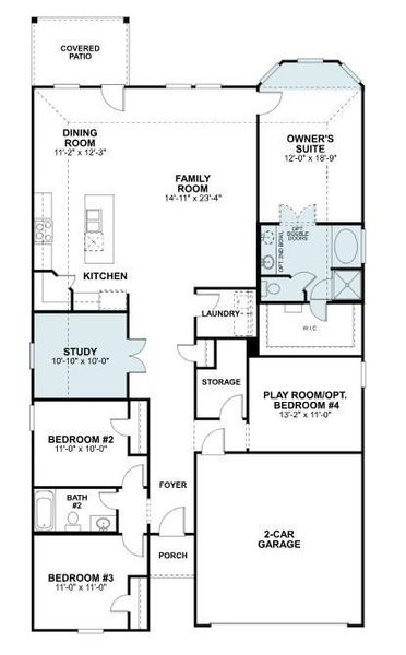 2D floor plan layout of this home in Lone Star Landing, Montgomery, TX (Image 4).
