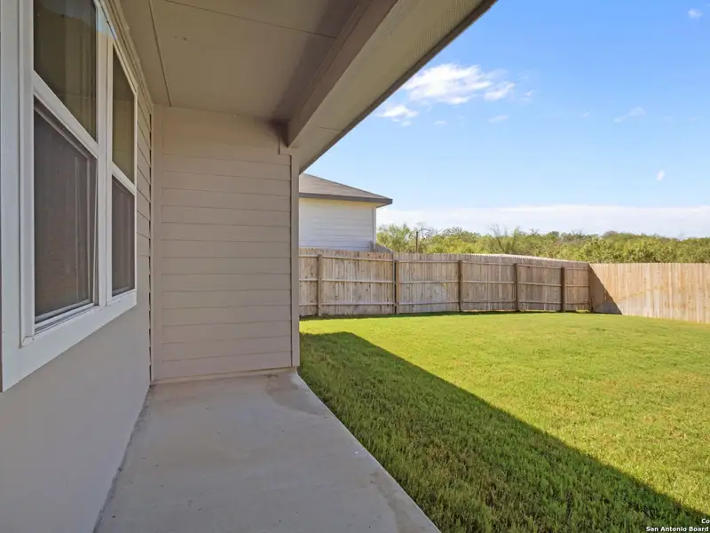 Exterior details and patio area of a home in Horizon Pointe, Converse (Image 2).