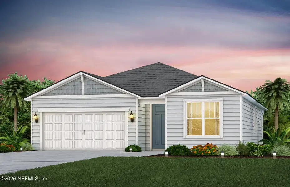 Front exterior of a new home in Seminole Palms, Palm Coast, FL, highlighting curb appeal (Image 1). Front exterior of a new home in Seminole Palms, Palm Coast, FL, highlighting curb appeal (Image 1).