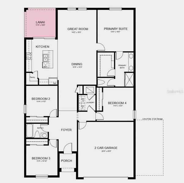 Floor Plan - Additional highlights include: covered lanai, all appliances included, and whole house blinds