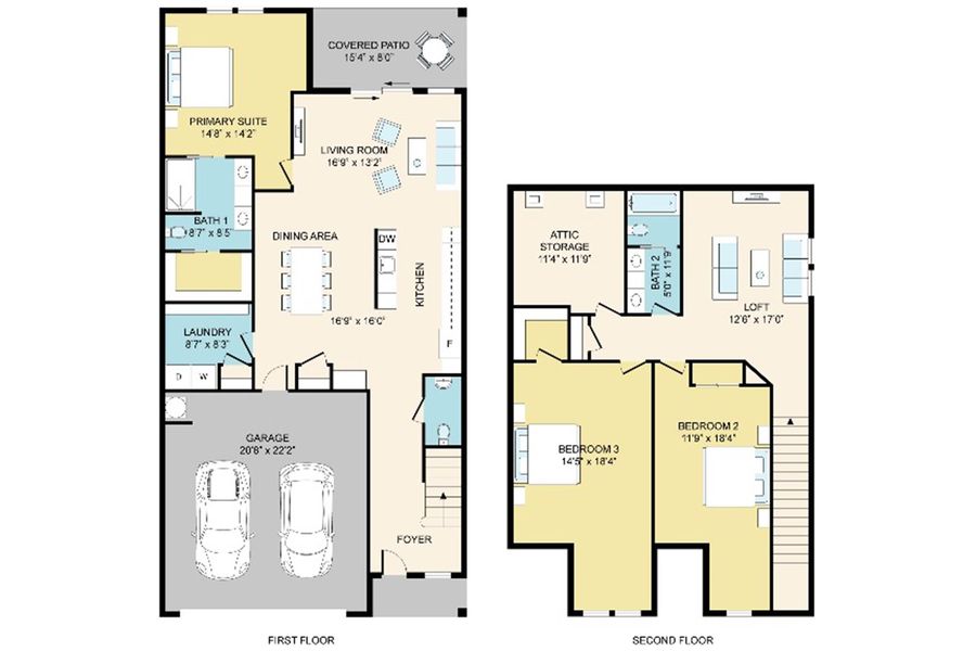 2D floor plan layout for the Victoria by Epcon Communities in Village at Maple Leaf Farm, King, NC (Image 5).