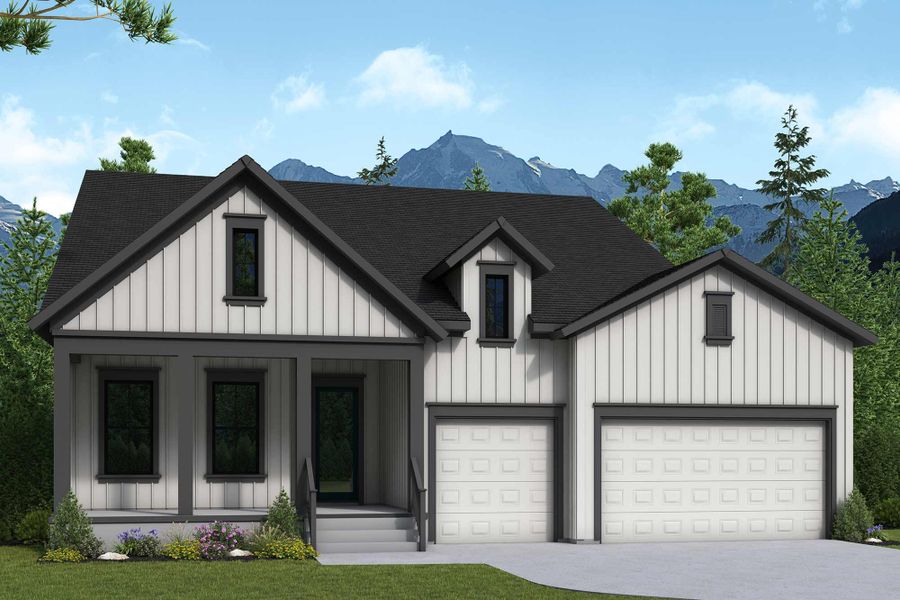 Representative exterior photo of a completed home built from the The Miramont by David Weekley Homes in Cloverleaf - Pinnacle Collection, Monument, CO (Image 2).
