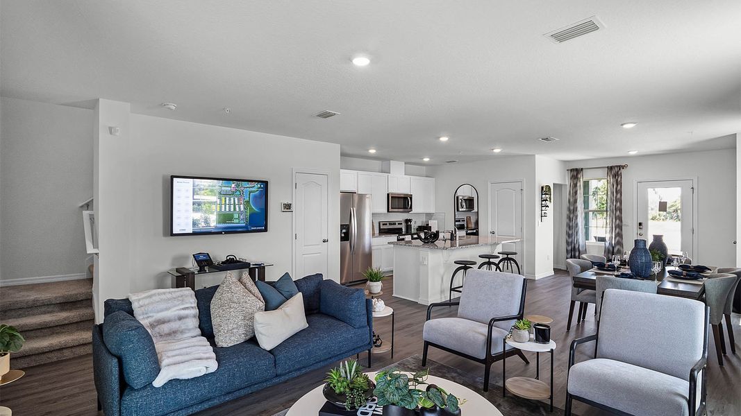 Furnished interior view inside a new home in Avian Pointe Townhomes, Apopka (Image 10). Furnished interior view inside a new home in Avian Pointe Townhomes, Apopka (Image 10).