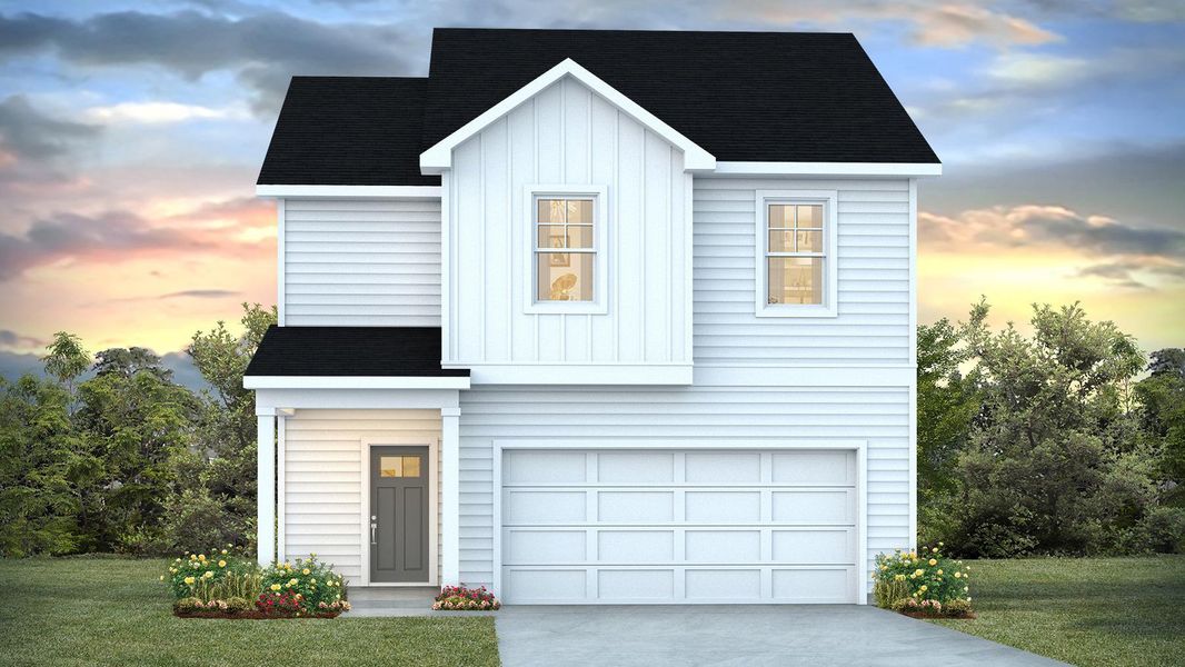 Representative exterior photo of a completed home built from the Pine by D.R. Horton in Preserve at Cypress Commons, Conway, SC (Image 2). Representative exterior photo of a completed home built from the Pine by D.R. Horton in Preserve at Cypress Commons, Conway, SC (Image 2).
