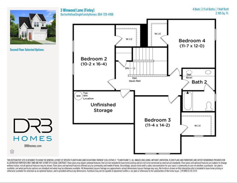2D floor plan layout of this home in Barton Hollow Single Family Homes, Fountain Inn, SC (Image 4).