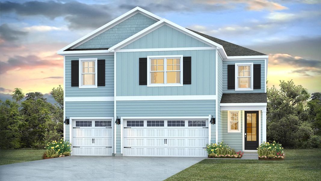 Representative exterior photo of a completed home built from the Glencoe by D.R. Horton in The Haven at Indigo Preserve, Leland, NC (Image 5).