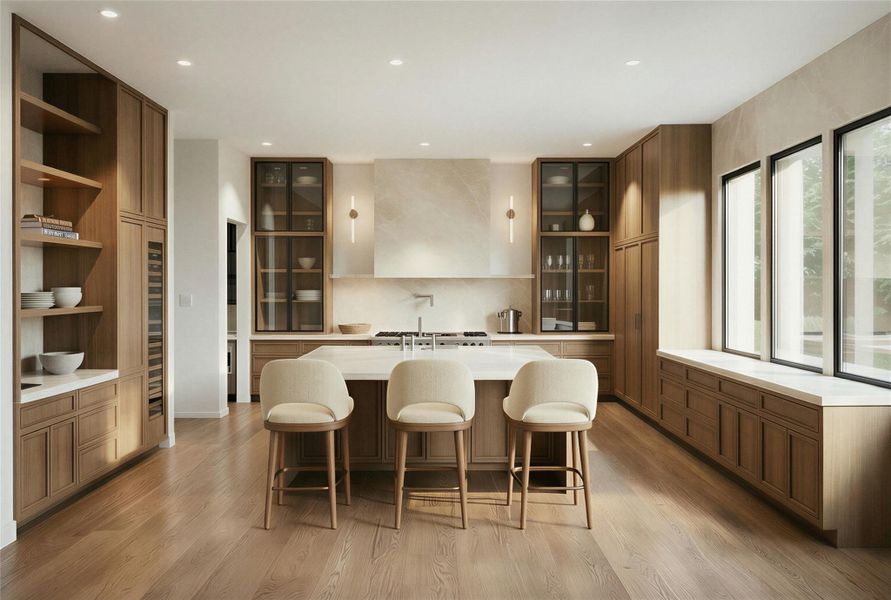 Rendering: Kitchen is finished with natural stone and custom cabinets, and is equipped with a high end appliance package.